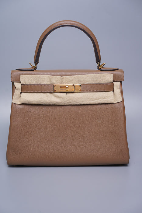 Hermes Kelly 28 Retourne Beige de Weimar in Ghw