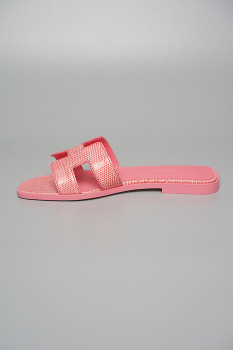 HERMES Patent Oran Sandals 38 Rose Jaipur 395361