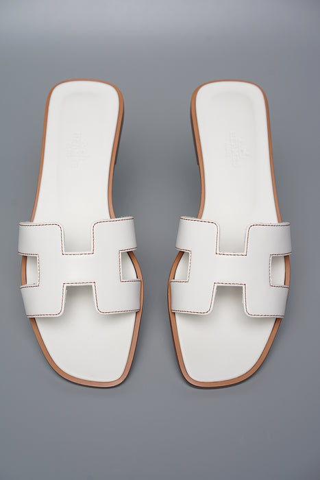 Hermes Oran Sandals in White Size 37.5 (Brand New)