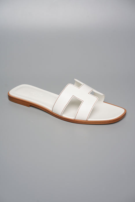 Hermes Oran Sandals in White Size 37.5 (Brand New)