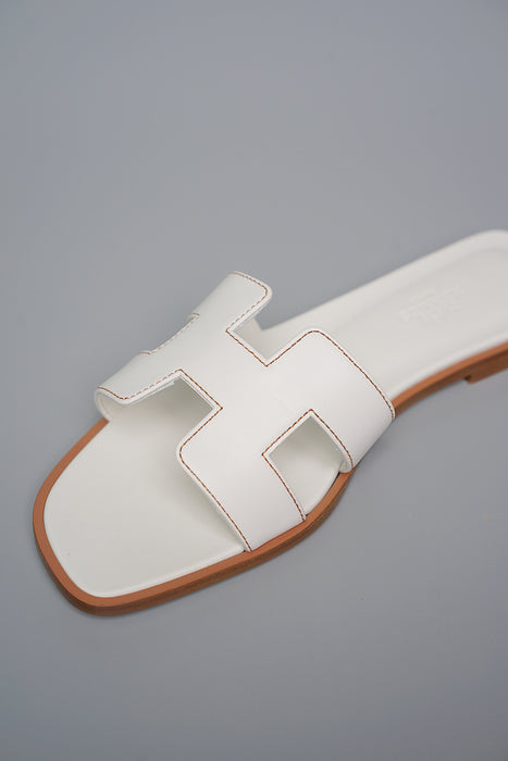 Hermes Oran Sandals in White Size 37.5 (Brand New)