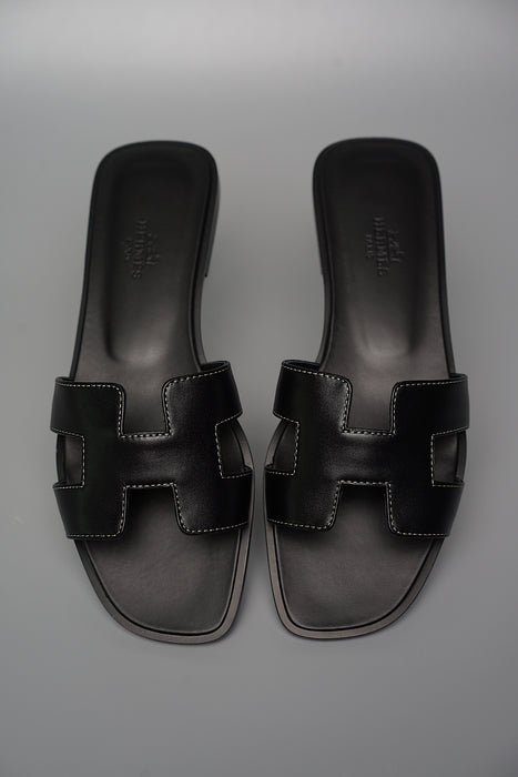 Hermes Oran Sandals in Black Size 37 (Brand New)