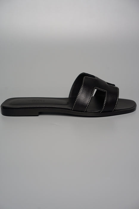 Hermes Oran Sandals in Black Size 37 (Brand New)