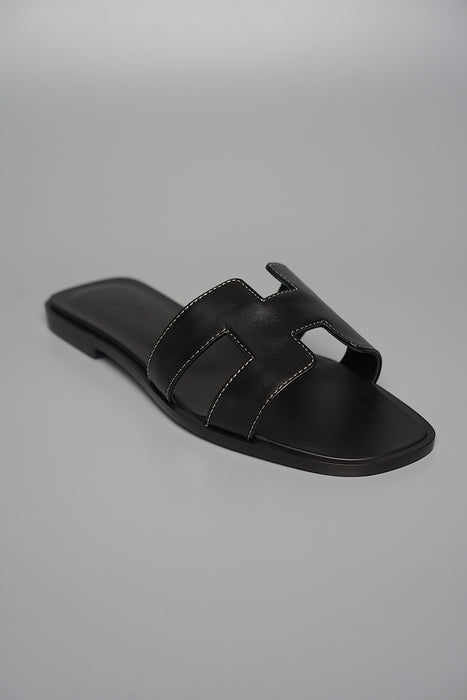 Hermes Oran Sandals in Black Size 37 (Brand New)