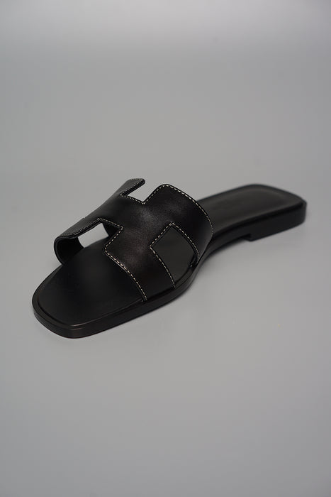 Hermes Oran Sandals in Black Size 37 (Brand New)