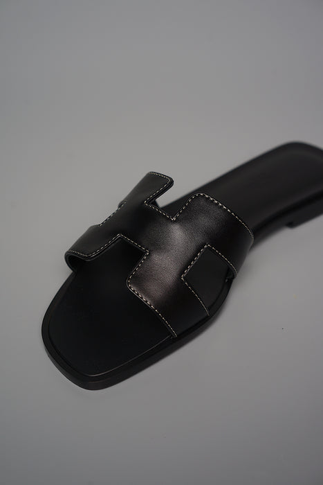 Hermes Oran Sandals in Black Size 37 (Brand New)