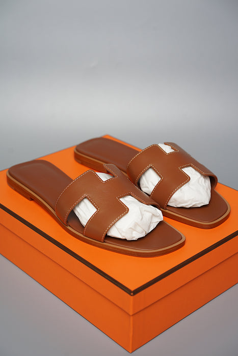 Hermes Oran Sandals in Gold Size 37 (Brand New)