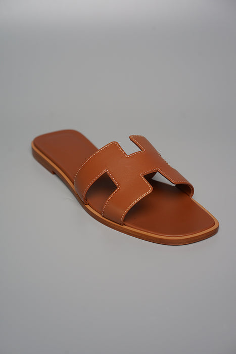 Hermes Oran Sandals in Gold Size 37 (Brand New)