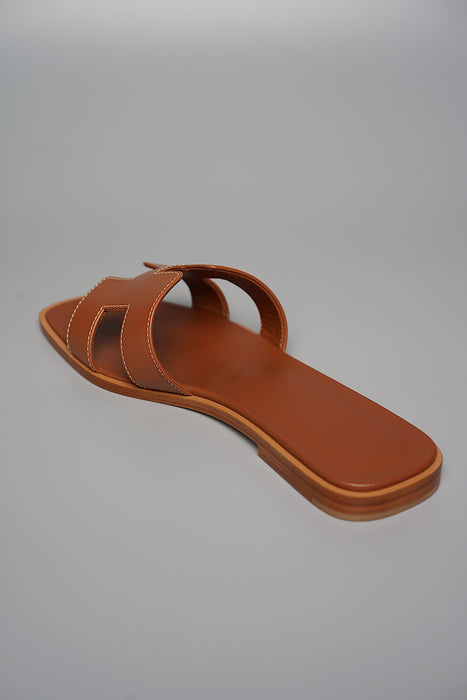 Hermes Oran Sandals in Gold Size 37 (Brand New)