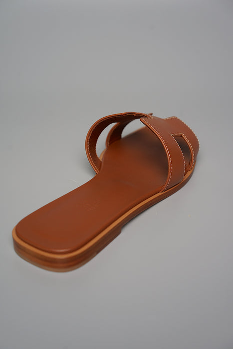 Hermes Oran Sandals in Gold Size 37 (Brand New)