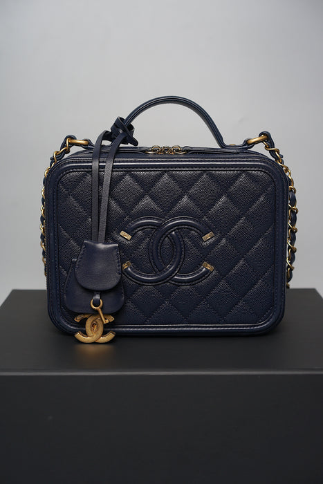 Chanel Filigree Medium Vanity in Dark Navy Caviar