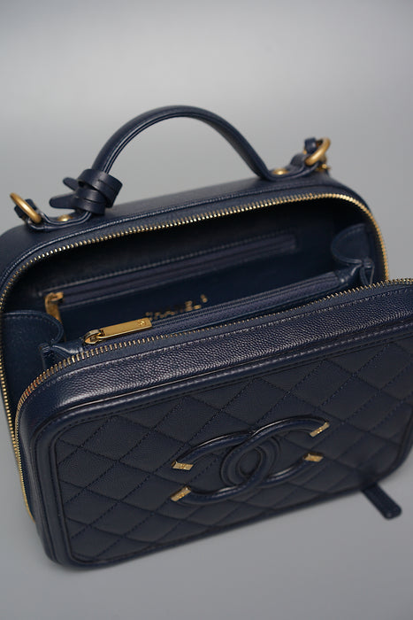 Chanel Filigree Medium Vanity in Dark Navy Caviar