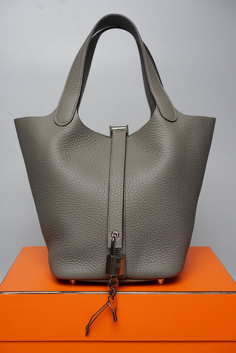 Hermes Picotin 18 Gris Meyer in Phw (Brand New)