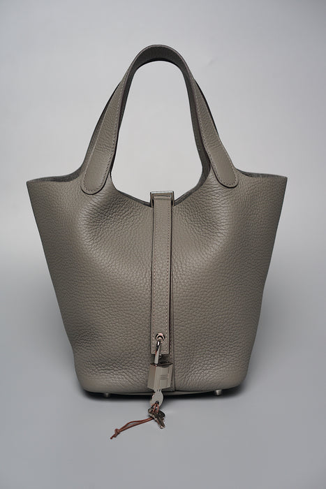 Hermes Picotin 18 Gris Meyer in Phw (Brand New)