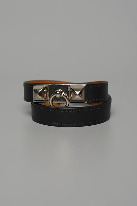 Hermes Rivale Bracelet in Black Phw Size XS