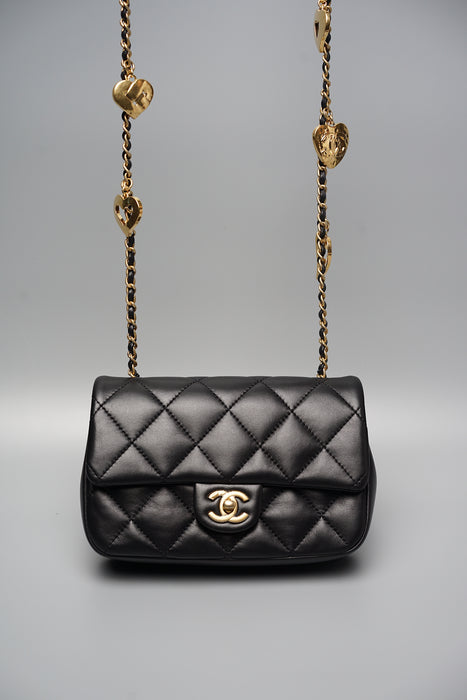 Chanel Black Quilted Mini with Heart Charms New)– orangeporter