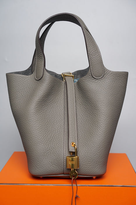 Hermes Picotin 18 in Gris Meyer Ghw (Brand New)