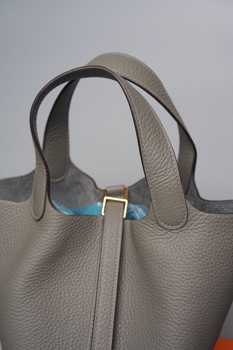 Hermes Picotin 18 in Gris Meyer Ghw (Brand New)