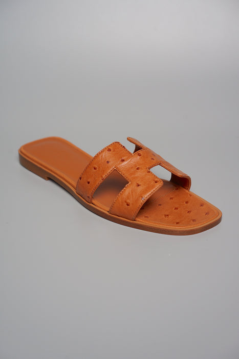 Hermes Oran Sandals Beige Crin Ostrich 37