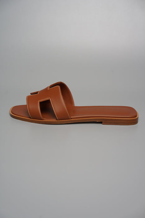 Hermes Oran Sandals in Gold Size 37 (Brand New)