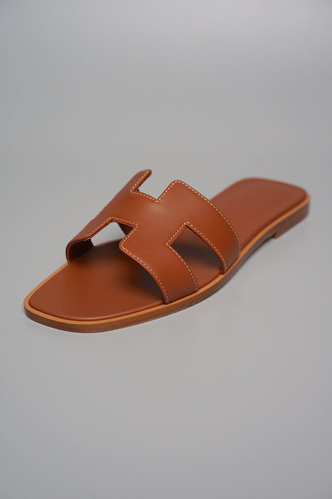 Hermes Oran Sandals in Gold Size 37 (Brand New)