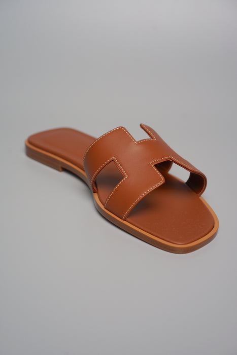 Hermes Oran Sandals in Gold Size 37 (Brand New)