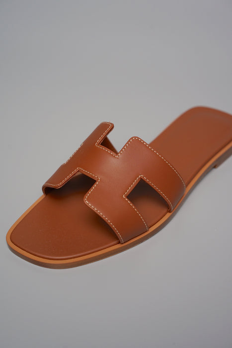 Hermes Oran Sandals in Gold Size 37 (Brand New)