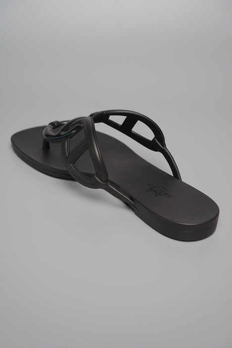 Hermes Egerie Sandals in Noir Size 38 (Brand New)