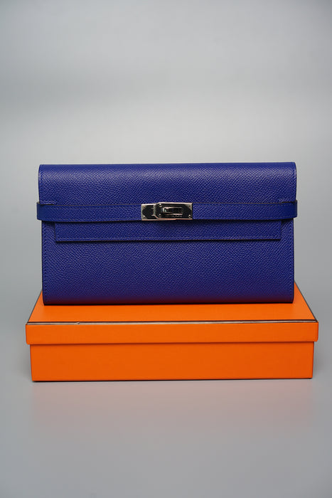 Hermes Kelly Wallet in Bleu Electric Phw (Brand New)