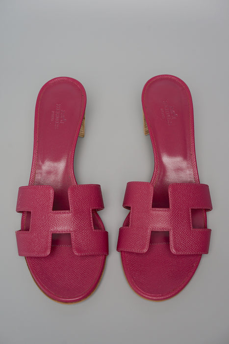 Hermes Oasis Sandals in Rose Pourpre, Size 39