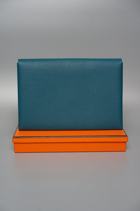 Hermes Pochette Calvi Vert Bosphore / Celeste (Brand New)