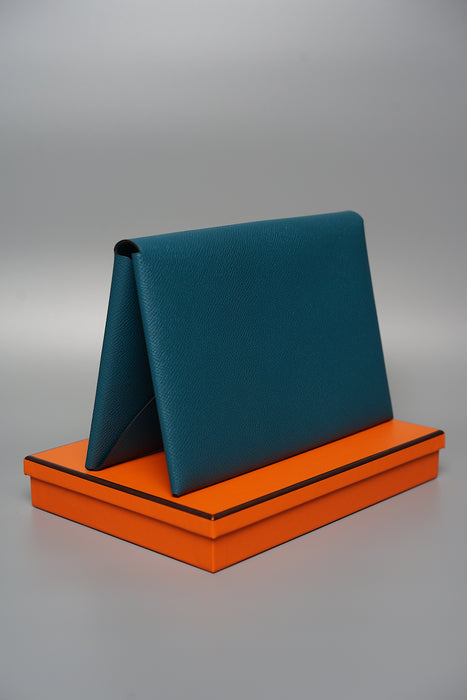 Hermes Pochette Calvi Vert Bosphore / Celeste (Brand New)