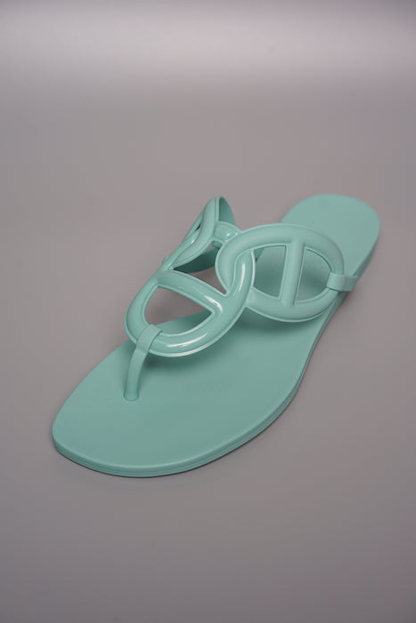 Hermes Egerie Sandals in Vert Embru Size 39 (Brand New)