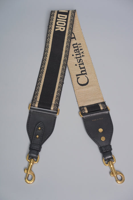 Dior Shoulder Strap in Black embroidery