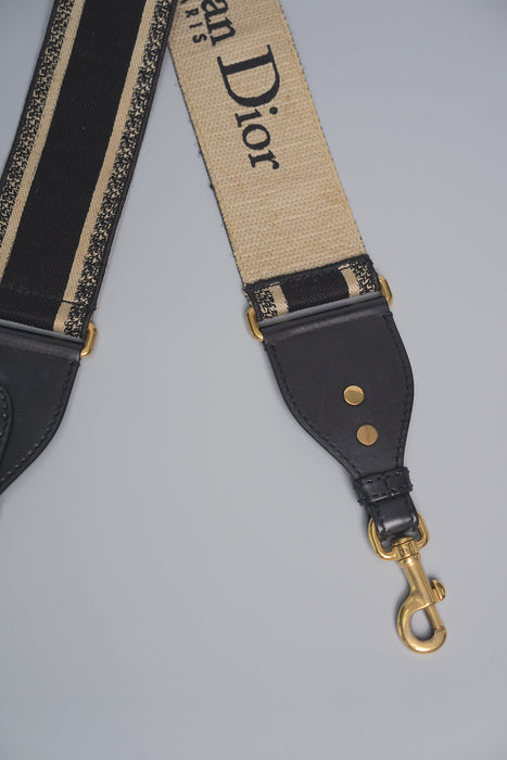 Dior Shoulder Strap in Black embroidery