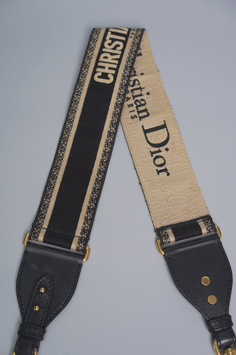 Dior Shoulder Strap in Black embroidery