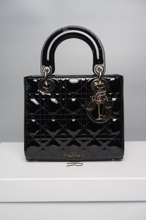 Small Lady Dior in Black Patent