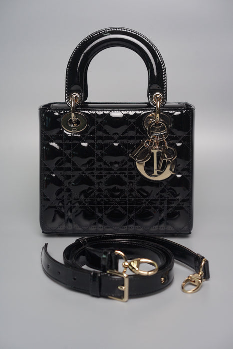 Small Lady Dior in Black Patent