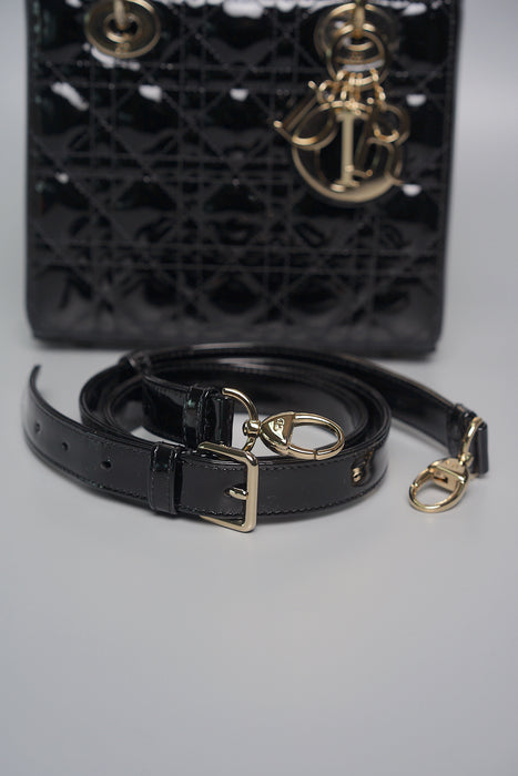 Small Lady Dior in Black Patent