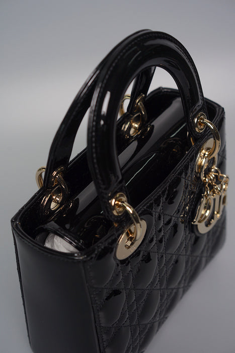 Small Lady Dior in Black Patent