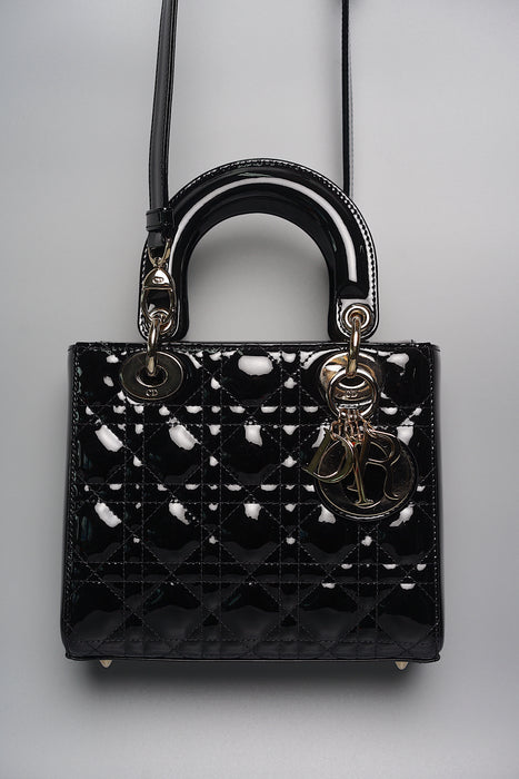 Small Lady Dior in Black Patent