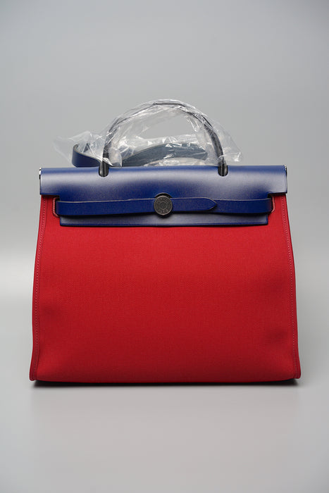 Hermes Herbag 31 Rouge Grenat/Bleu Saphir (Brand New)