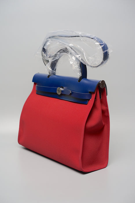 Hermes Herbag 31 Rouge Grenat/Bleu Saphir (Brand New)