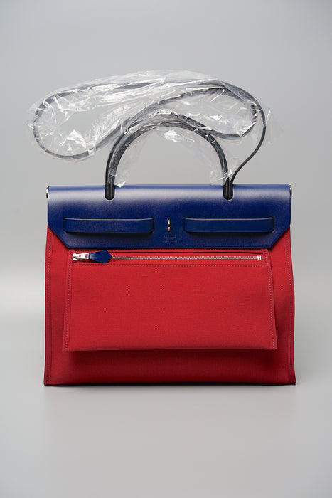 Hermes Herbag 31 Rouge Grenat/Bleu Saphir (Brand New)