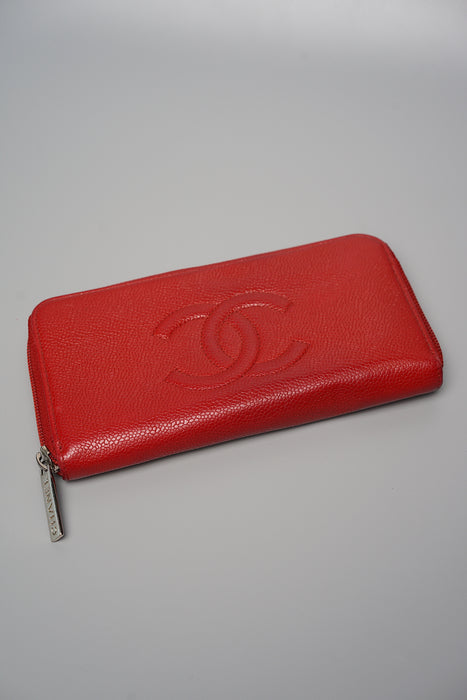 Chanel Red Caviar Timeless CC Logo Wallet