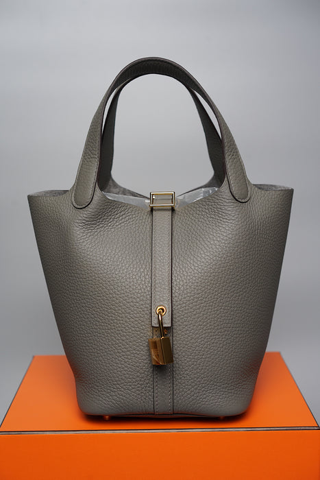 Hermes Picotin 18 in Gris Meyer Ghw (Brand New)