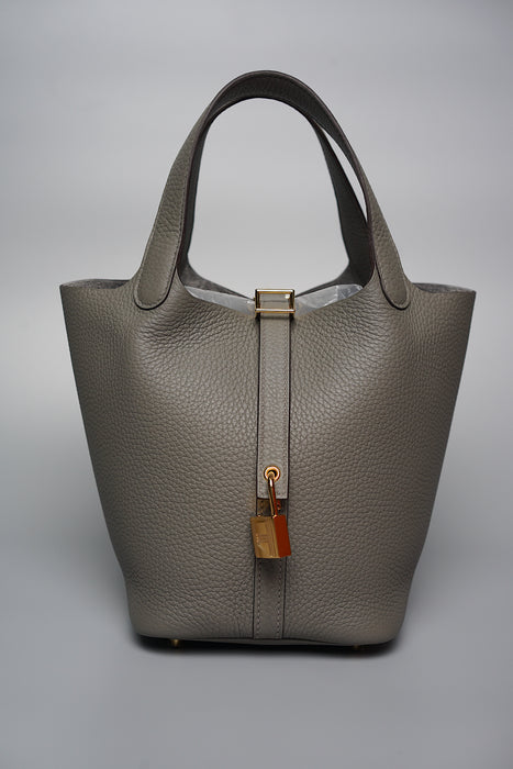 Hermes Picotin 18 in Gris Meyer Ghw (Brand New)