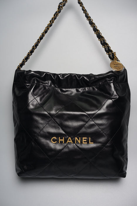 Chanel 22 Tote Small in Black Calfskin (Brand New)