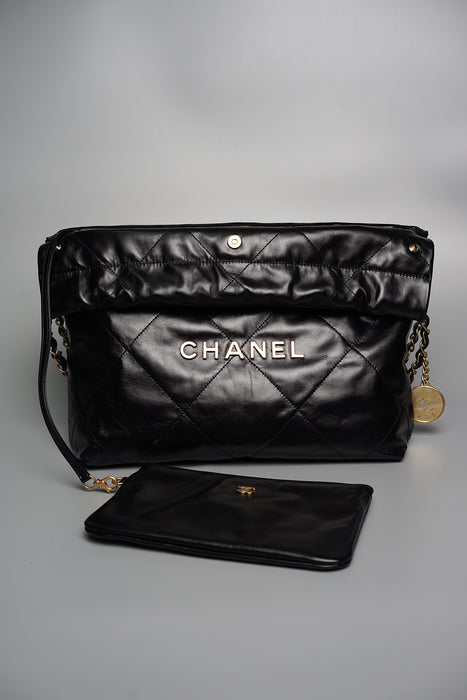 Chanel 22 Tote Small in Black Calfskin (Brand New)