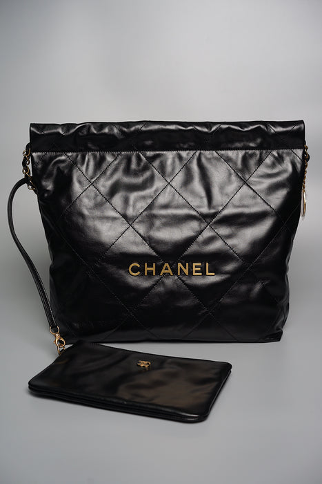 Chanel 22 Tote Small in Black Calfskin (Brand New)